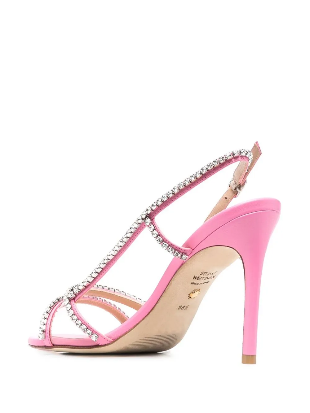  Stuart Weitzman Mondrian Glam Crystal-embellished 100mm Sandals - Pink 
