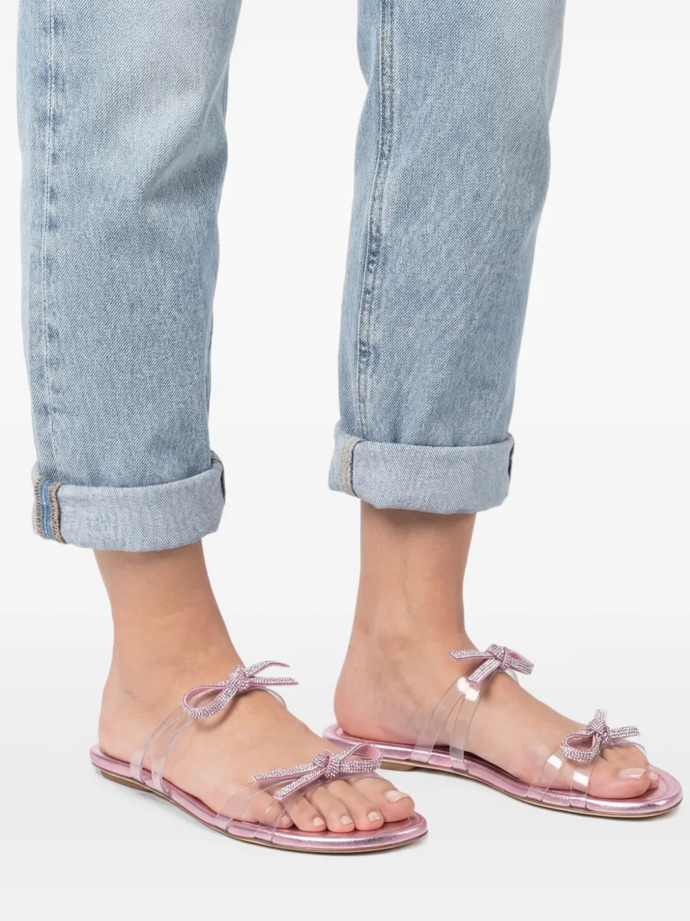  Stuart Weitzman Pantoletten Mit Schleife   Weiß 
