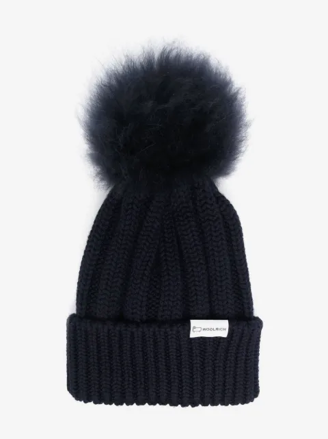 Woolrich Kids logo-patch pompom beanie