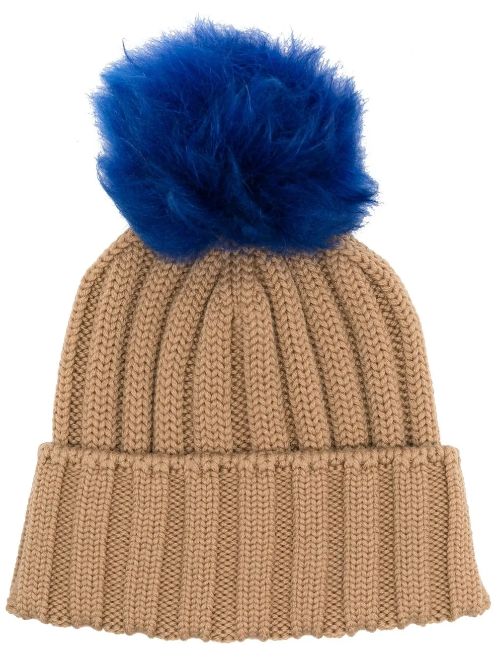 pom-pom ribbed-knit beanie