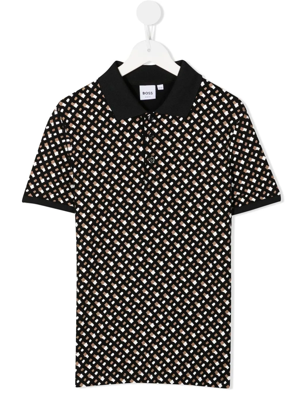 

BOSS Kidswear playera tipo polo con monograma estampado - Negro