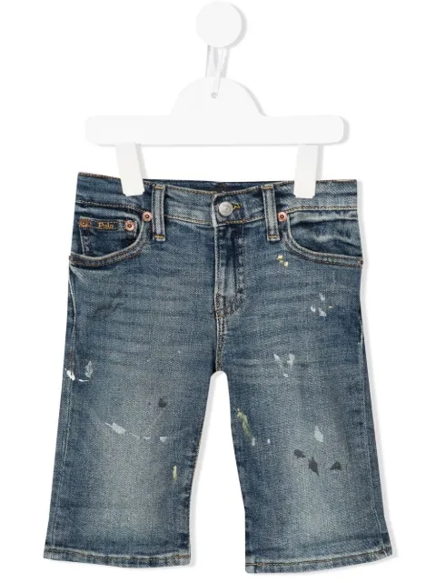 POLO RALPH LAUREN KIDS paint-print denim shorts