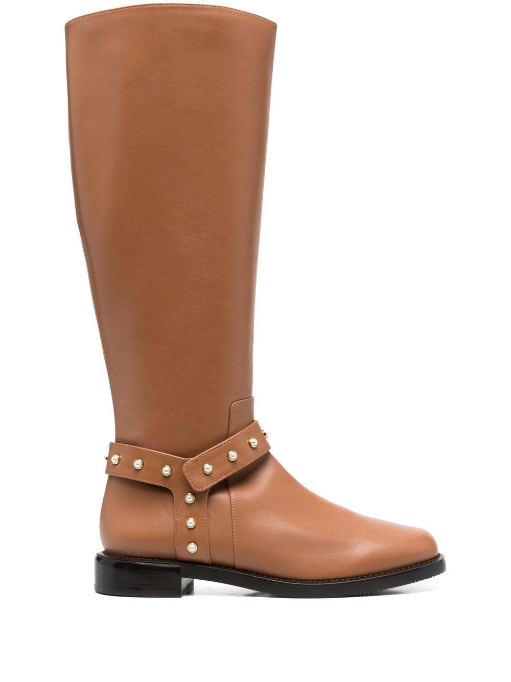 studded knee-high leather boots