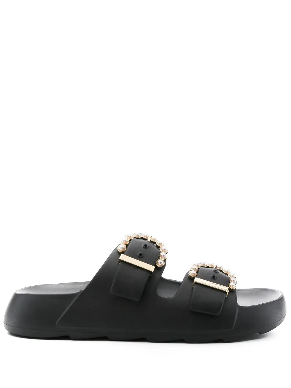 Stuart Weitzman Embellished Buckle Slides - Farfetch