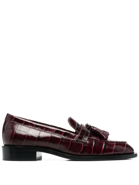 Stuart Weitzman tassel-detail crocodile loafers