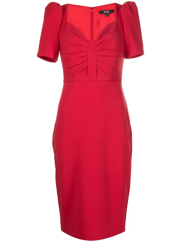 Badgley Mischka Pleated puff-sleeve 