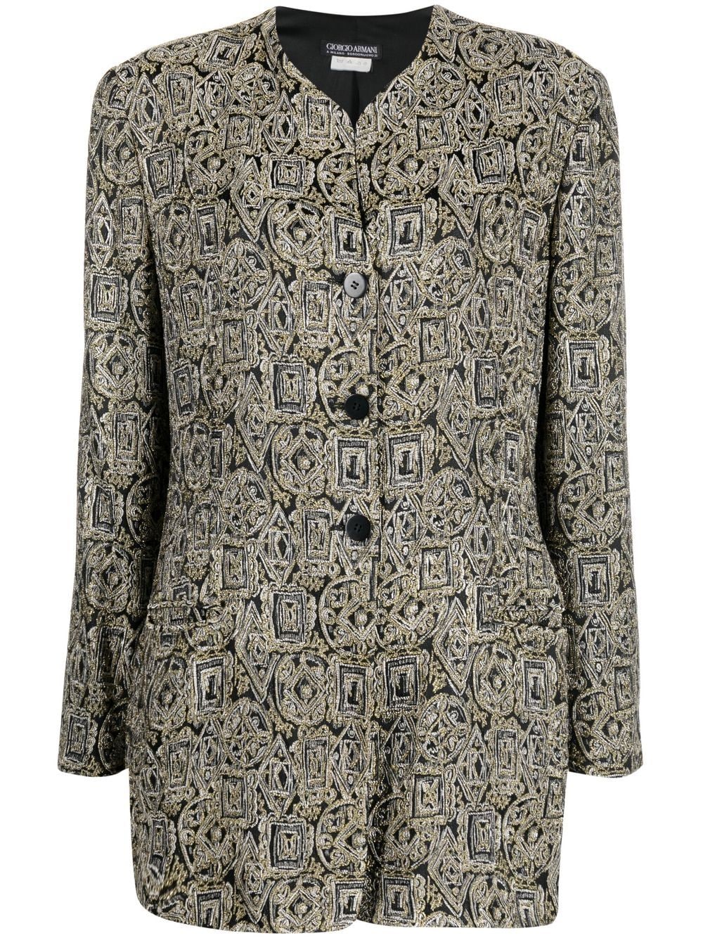 1990s geometric print collarless jacket