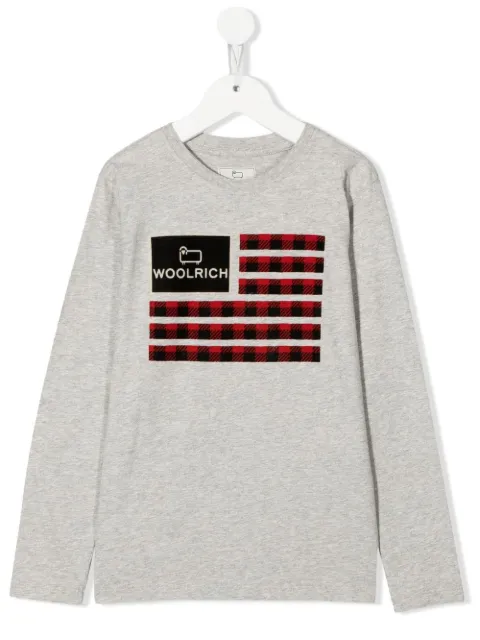 Woolrich Kids organic flag logo T-shirt