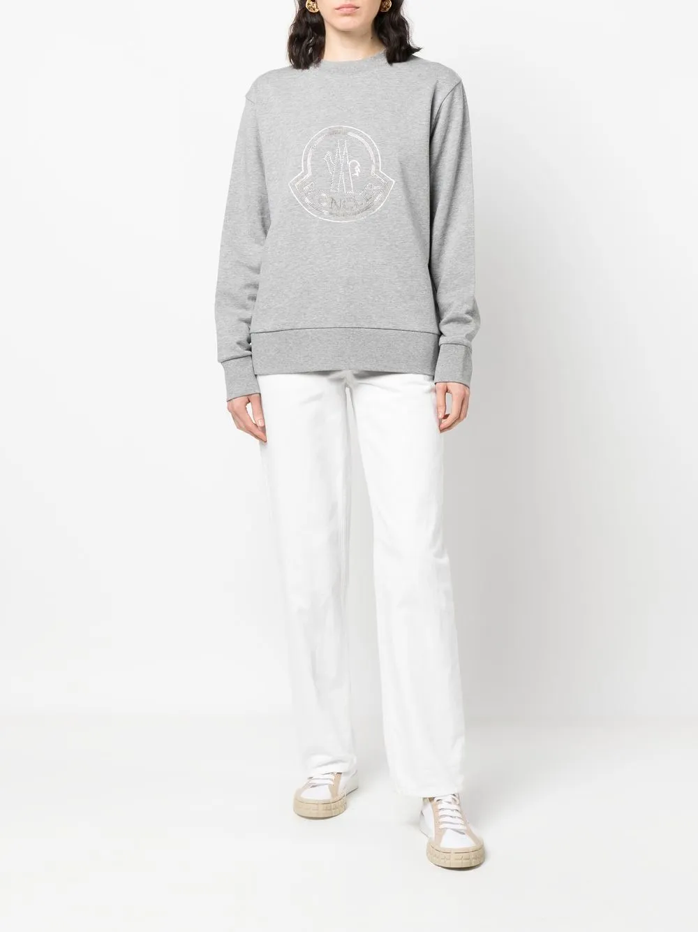 Moncler Sweater met logoprint - Grijs