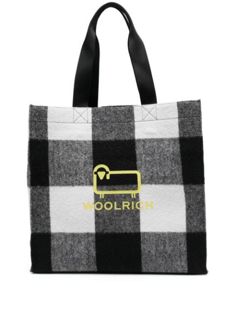 Woolrich logo-print check tote bag