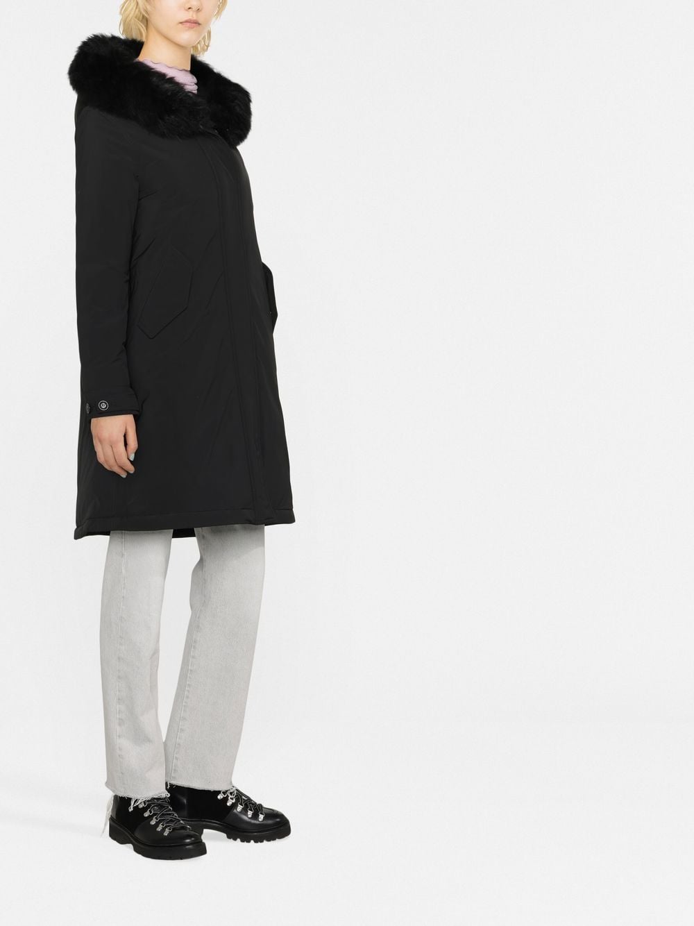 Shop Woolrich Keystone Hooded Parka Coat In Black