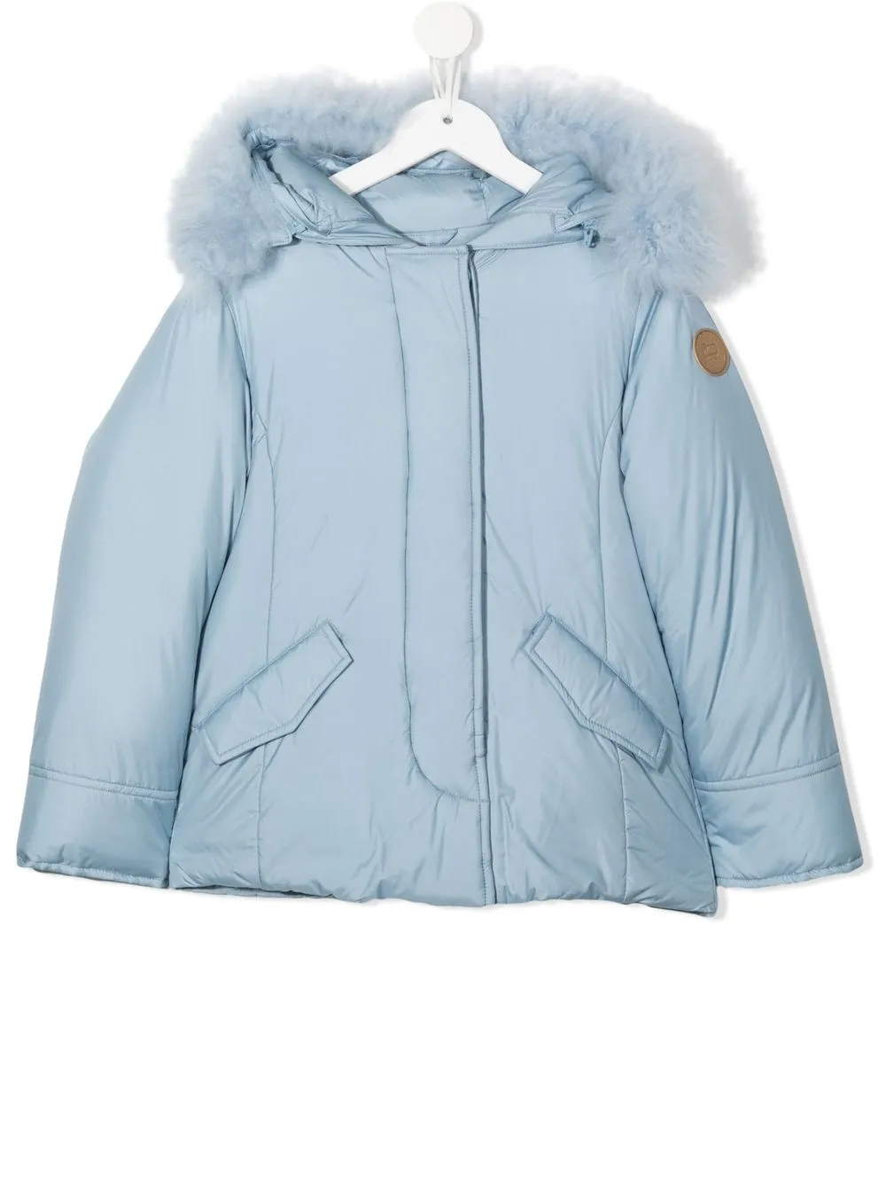

Woolrich Kids chamarra con capucha y parche del logo - Azul