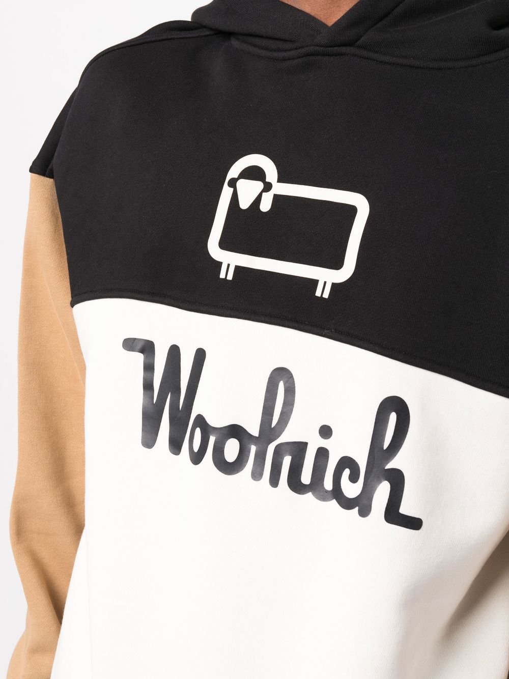 Shop Woolrich Colour-block Organic-cotton Hoodie In Weiss