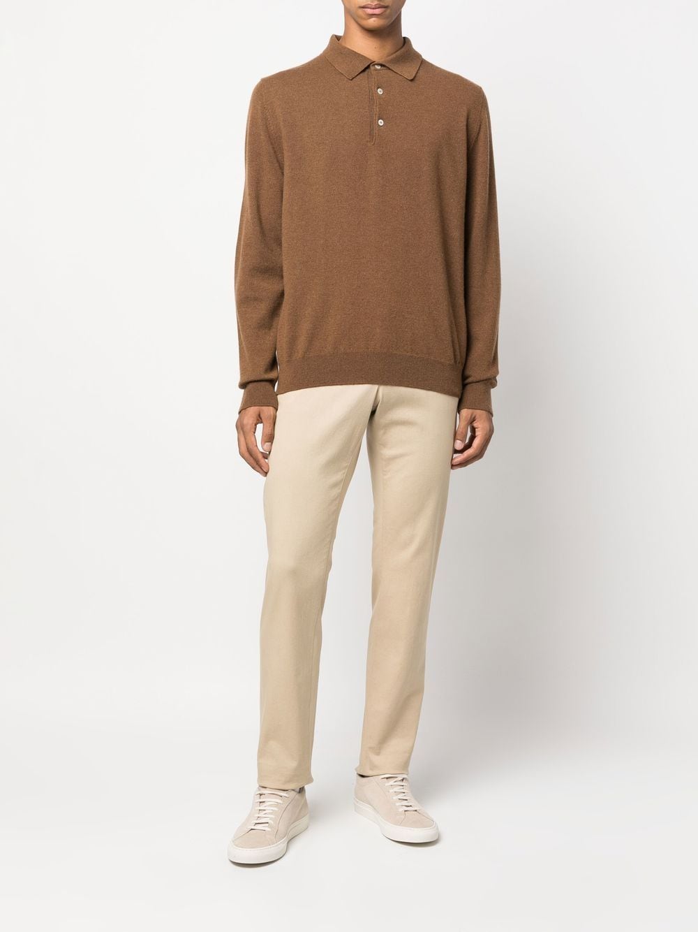 Shop Woolrich Luxe Cashmere Polo Jumper In Braun
