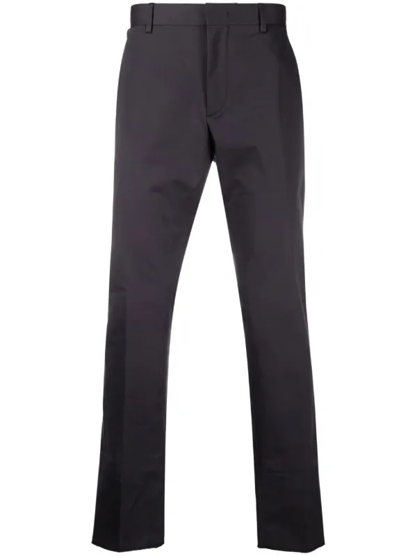 Zegna Straight-leg Cotton Trousers in Blue