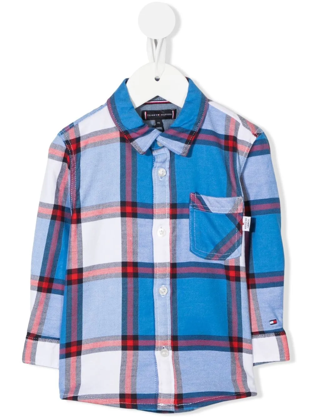 

Tommy Hilfiger Junior camisa con bolsillo y motivo de cuadros - Azul