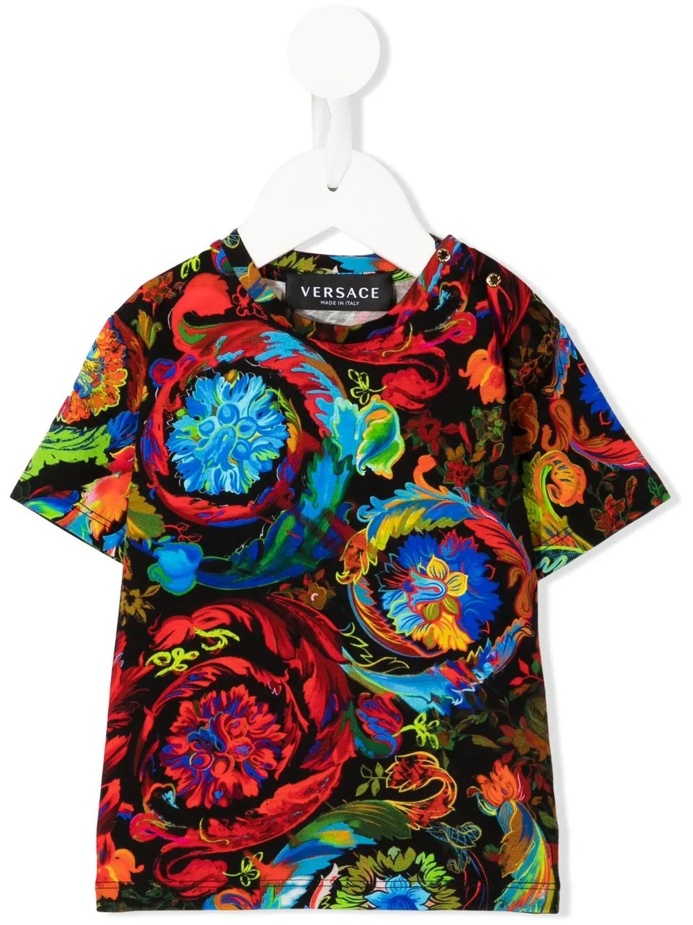 

Versace Kids playera con estampado floral - Negro