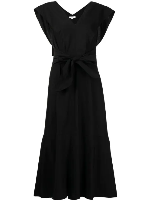 Robe mi-longue sans manches à col v - Vince - Modalova