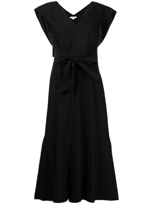 Vince V-neck Sleeveless Midi Dress | Black | FARFETCH