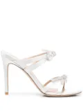 Stuart Weitzman 110mm SW Bow crystal embellished sandals - White