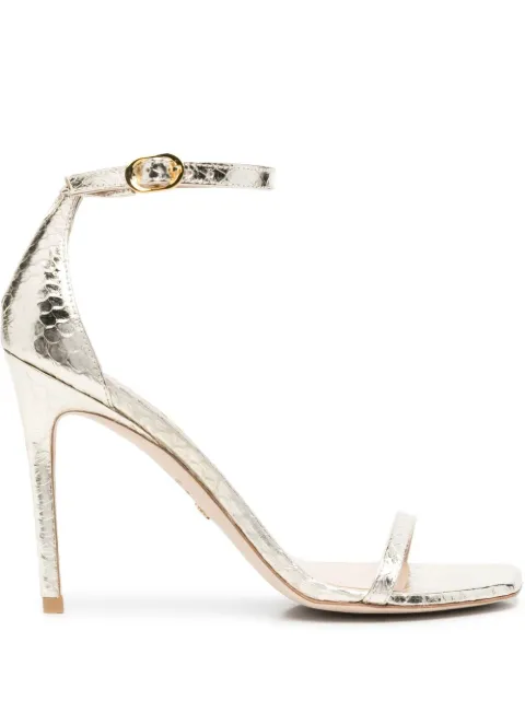 Stuart Weitzman sandalias metalizadas con efecto de piel de serpiente 