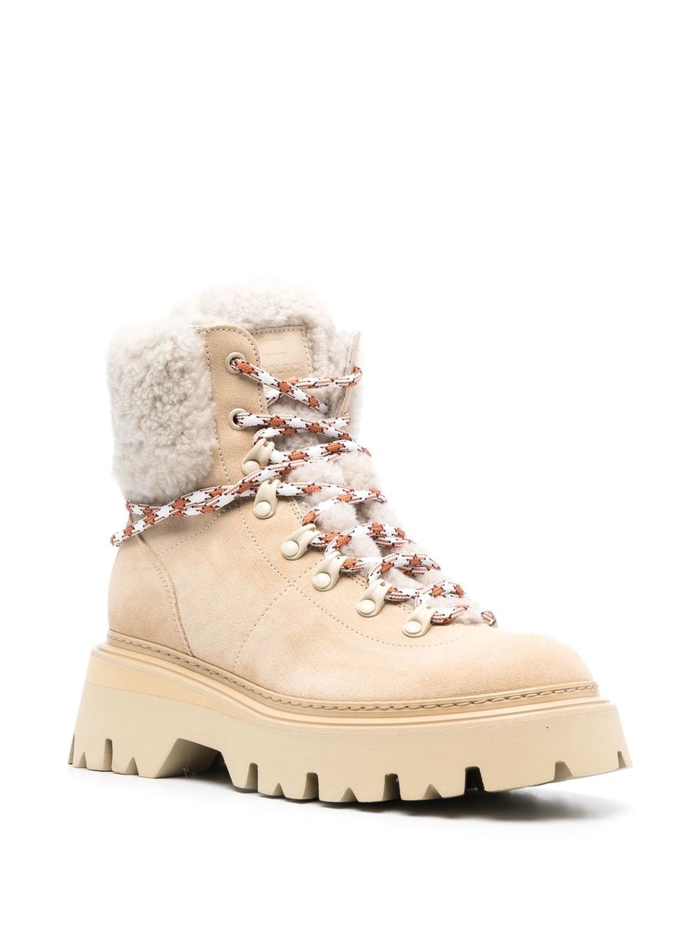 Shop Woolrich Sheepskin Hiking Boots In Neutrals