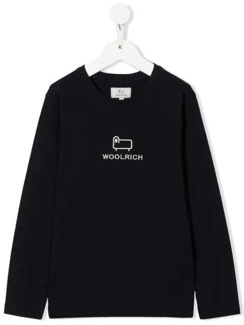 Woolrich Kids organic embroidered sheep T-shirt