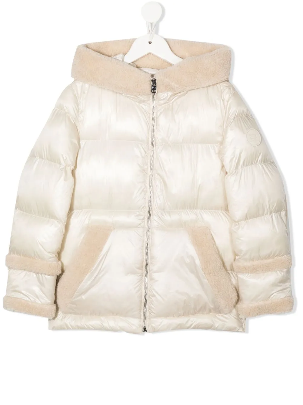 

Woolrich Kids quilted fleece-trimmed jacket - Neutrals