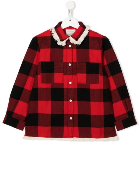 Woolrich Kids camisa con cuadros estampados