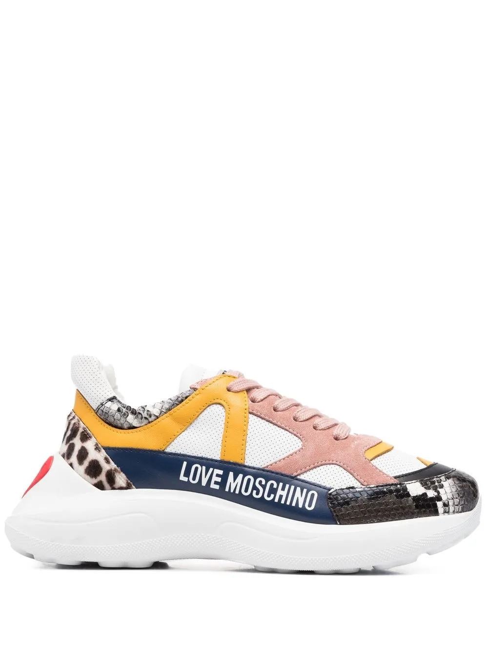 

Love Moschino tenis bajos con paneles en contraste - Blanco