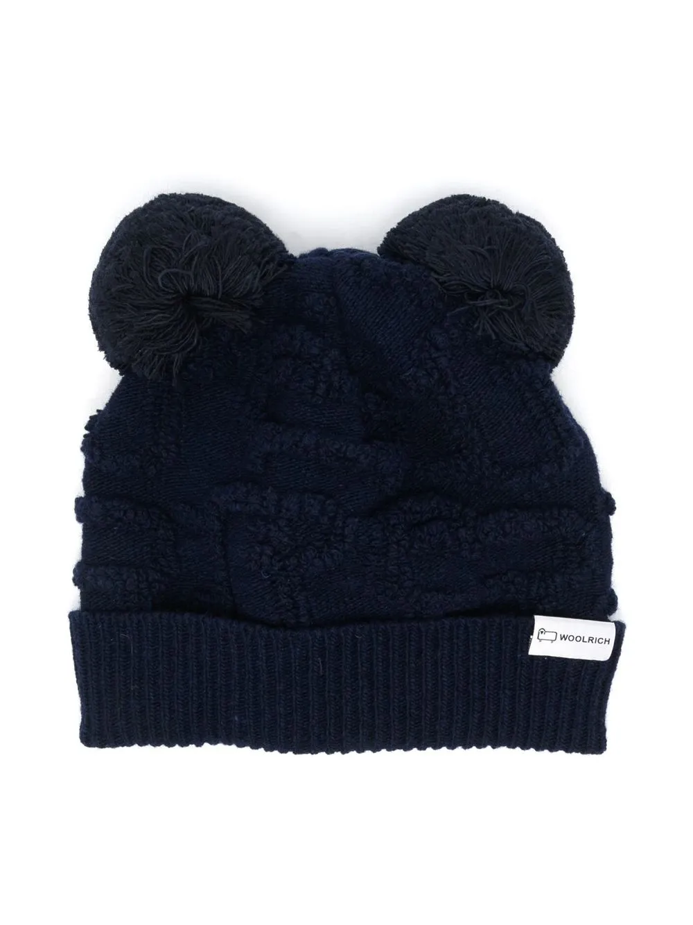 

Woolrich Kids gorro con parche del logo y pompón - Azul