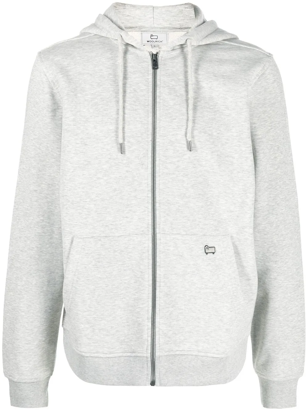 

Woolrich logo-patch zip-up drawstring hoodie - Grey