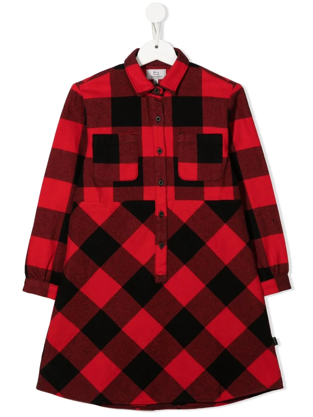 woolrich kids robe en coton biologique à carreaux - rouge