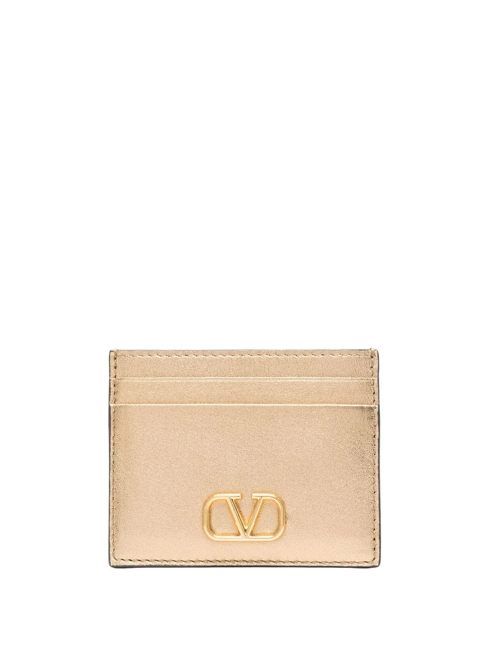 

Valentino Garavani V-logo metallic cardholder - Gold