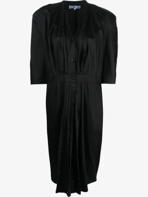 Thierry Mugler Pre-Owned 1980's 플리츠 디테일 버튼 드레스