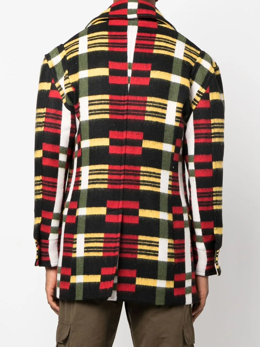 check-print double-breasted coat