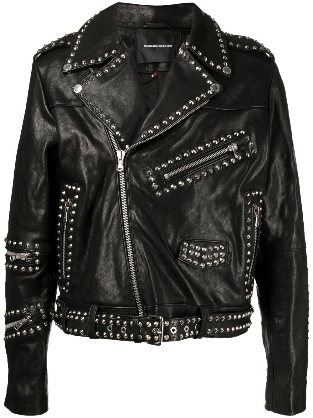 Image 1 of Stolen Girlfriends Club Black Metal studded biker jacket