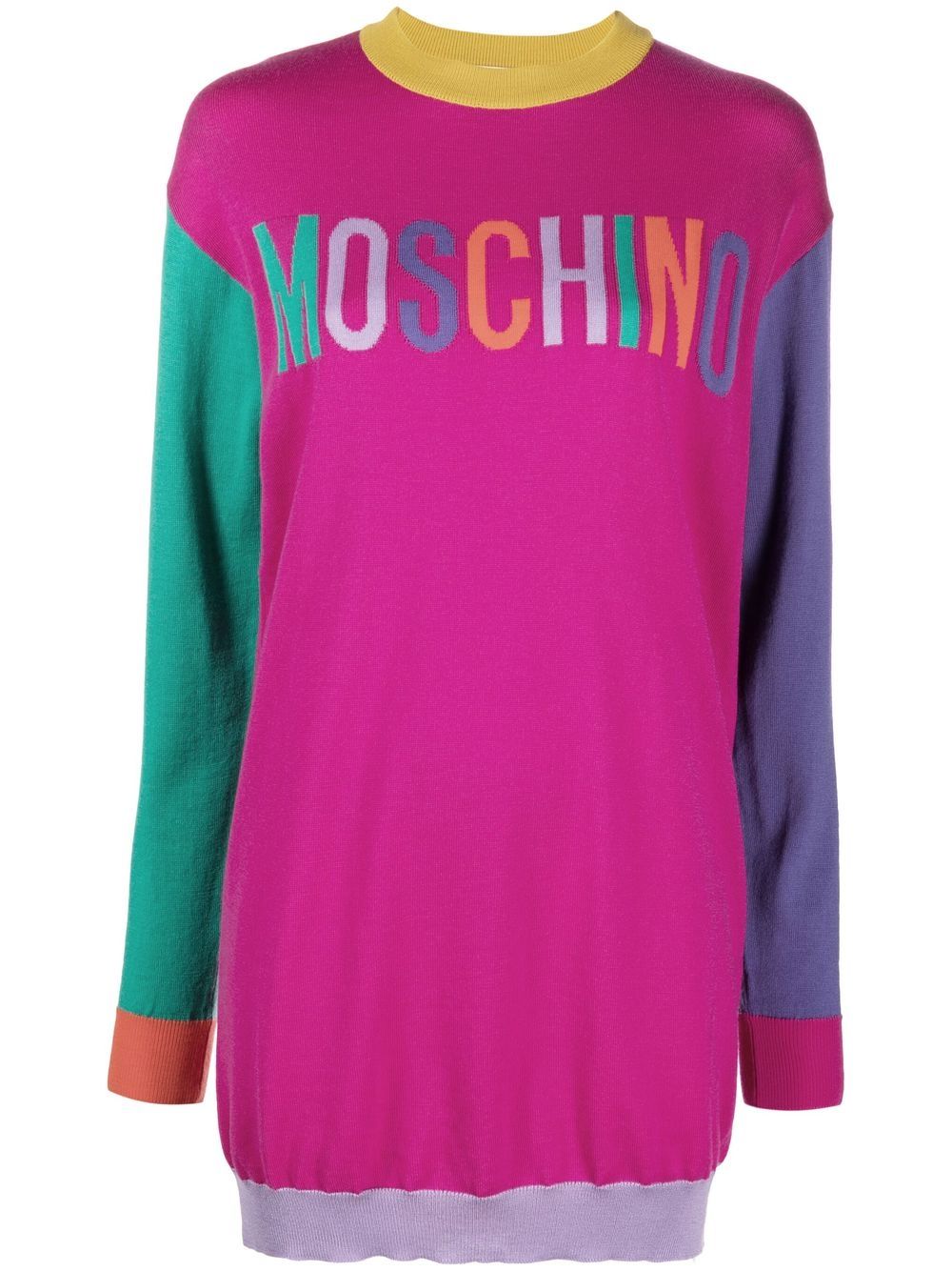 Image 1 of Moschino vestido tipo suéter con logo en intarsia
