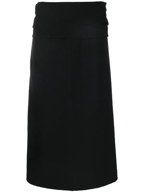 gathered waist crepe midi skirt