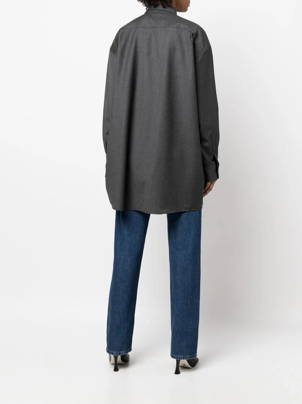 TOTEME monogram-embroidered oversized wool shirt | Smart Closet