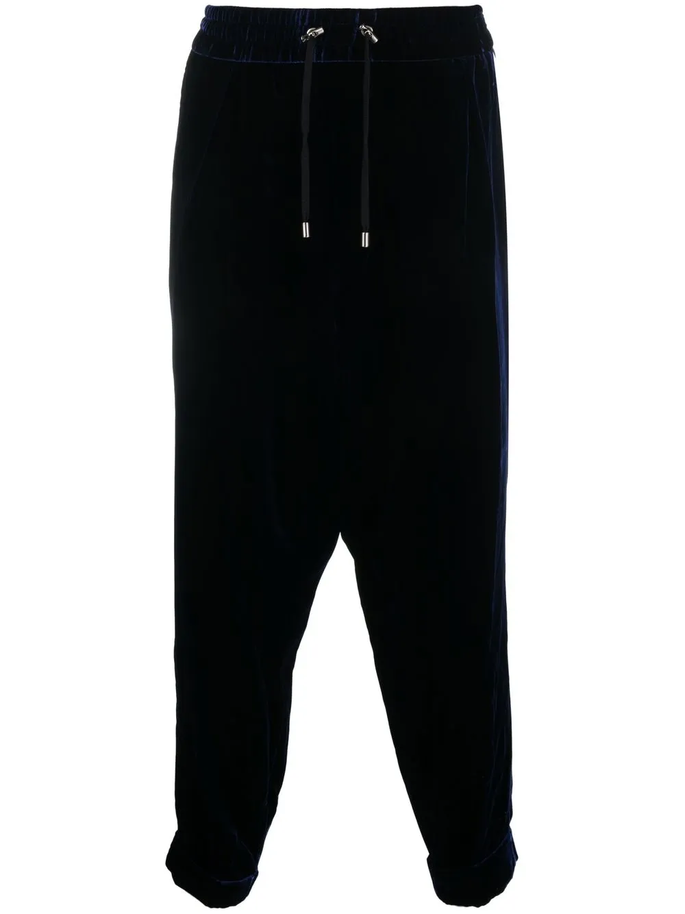 

Balmain velvet drop-crotch track trousers - Blue