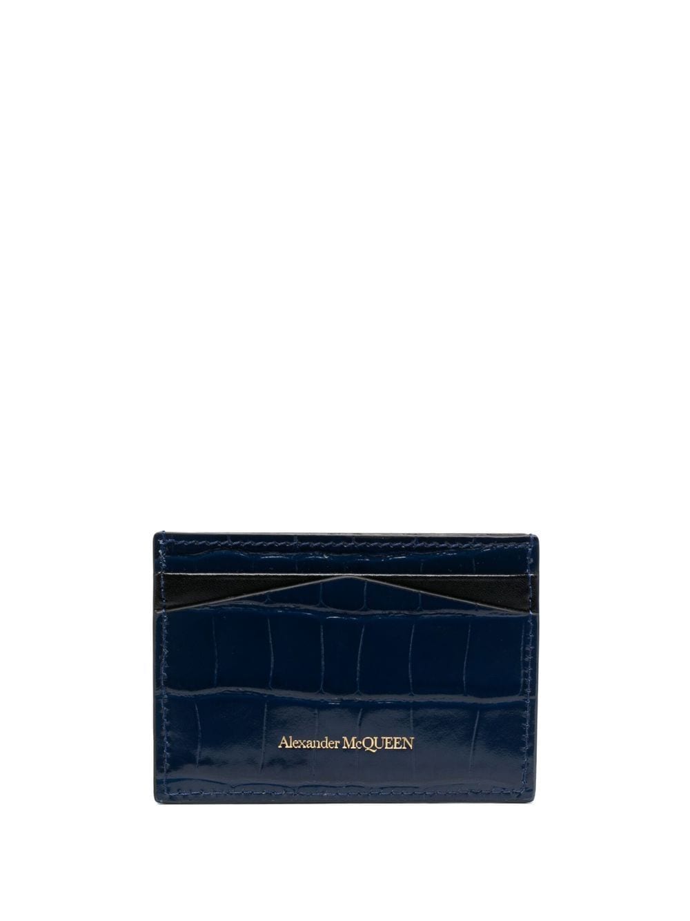 Shop Alexander Mcqueen Crocodile Effect Card Slot In Blau