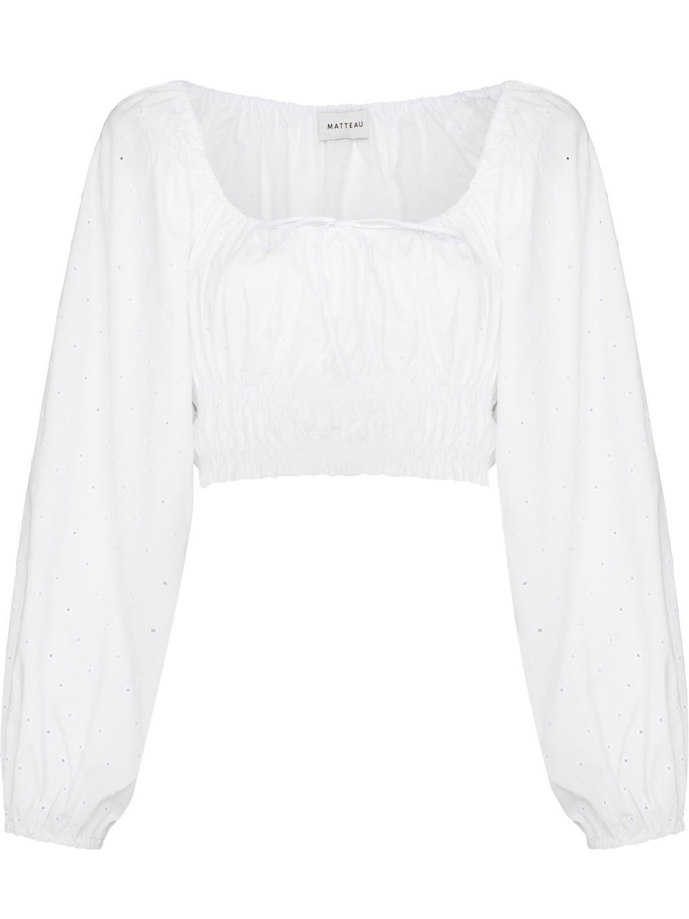 

Matteau blusa corta con bordado inglés - Blanco