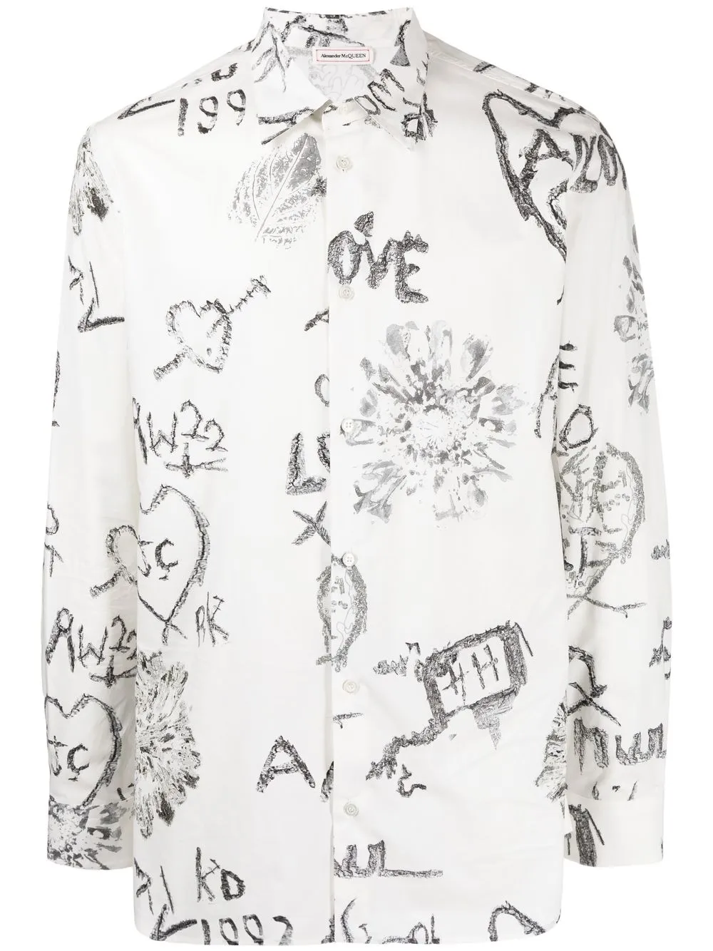 

Alexander McQueen camisa manga larga con estampado gráfico - Blanco