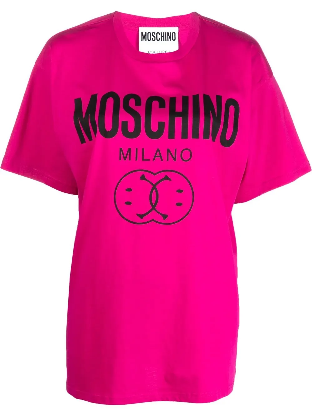 

Moschino x Smiley logo-print T-shirt - Pink