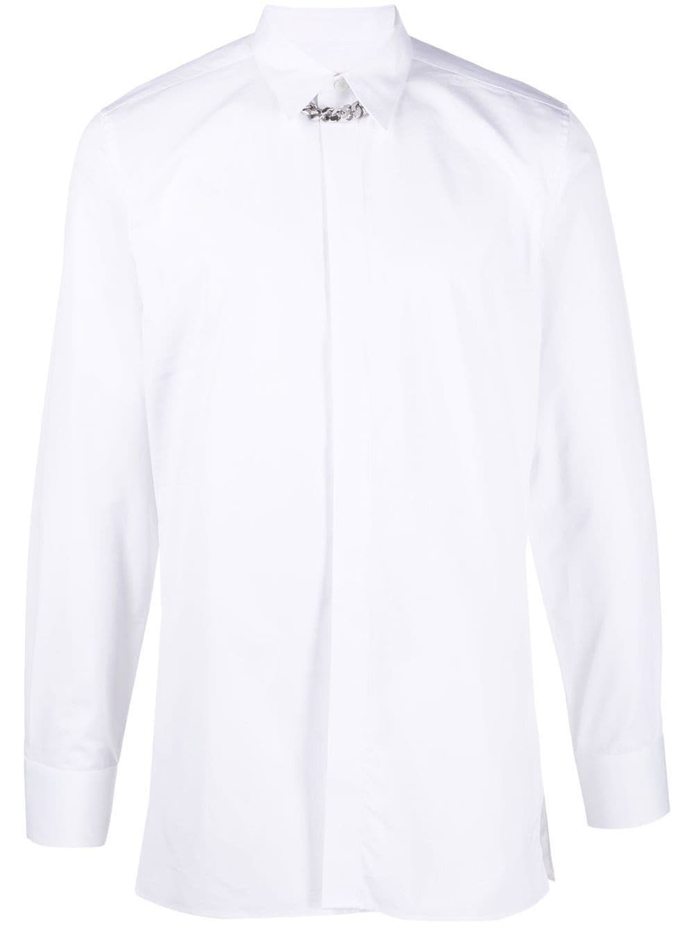 Shop Givenchy Chain-link Button-down Shirt In White
