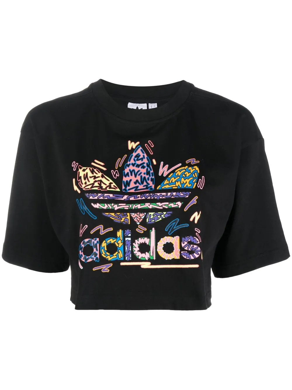 

adidas playera corta con logo estampado - Negro