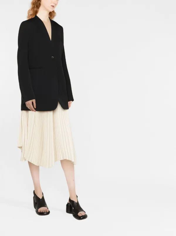JIL SANDER White ビスコース ブレザー Jil Sander ノーカラー シングルジャケット | ブラック