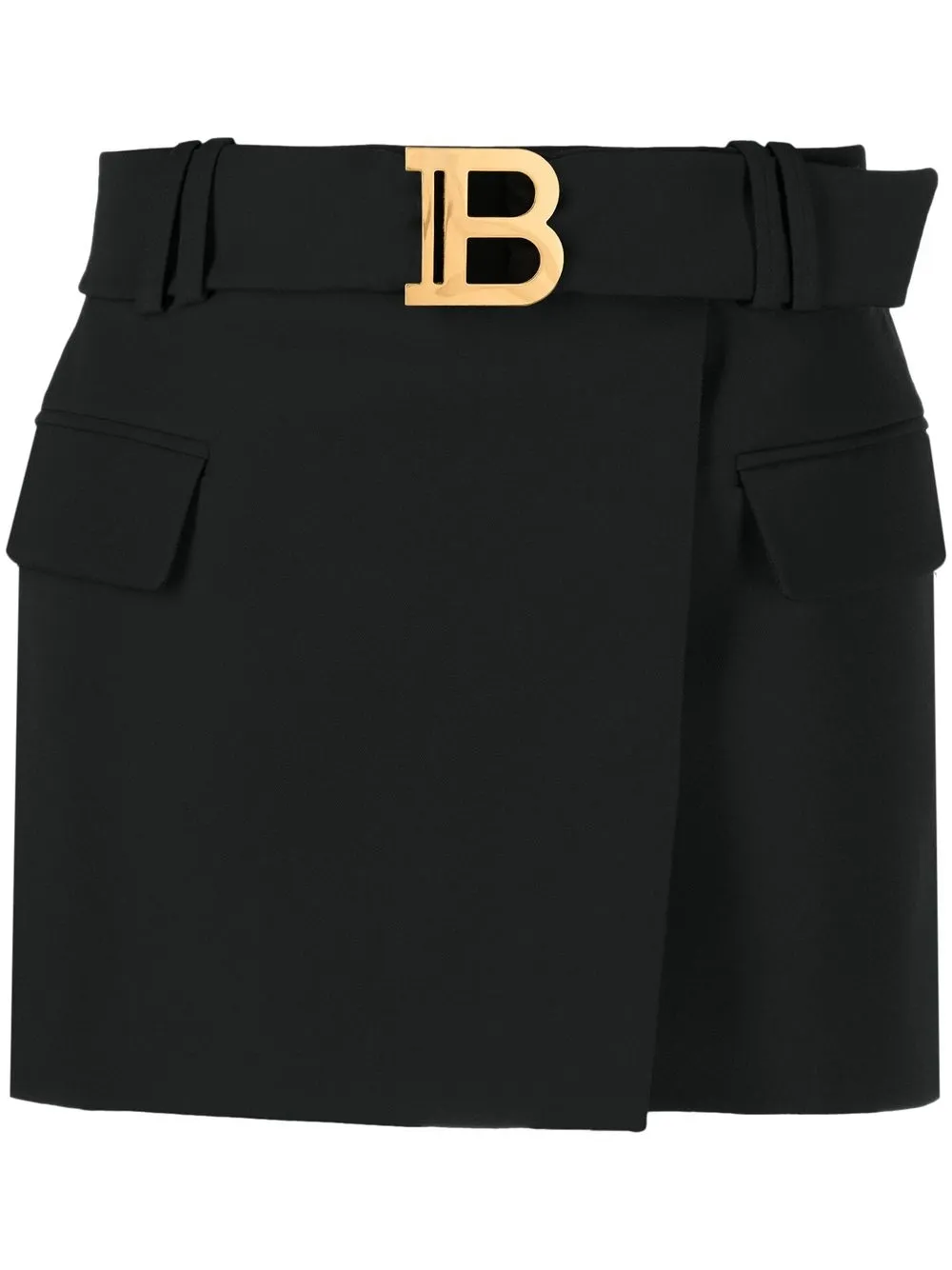 

Balmain falda corta con hebilla del logo - Negro