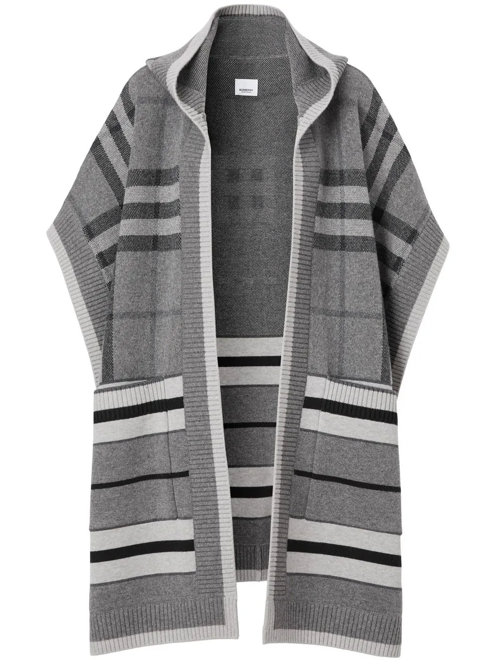 

Burberry check-patterned hooded cape - Grey